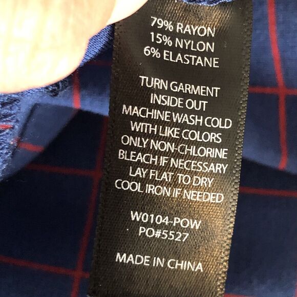 Betabrand Dress Pant Yoga Pants Blue Grid Plaid Size L Bootcut Stretch Work - Picture 7 of 8